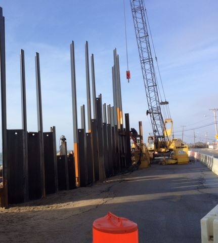 Matunuck Beach Road sheet pile wall installation project